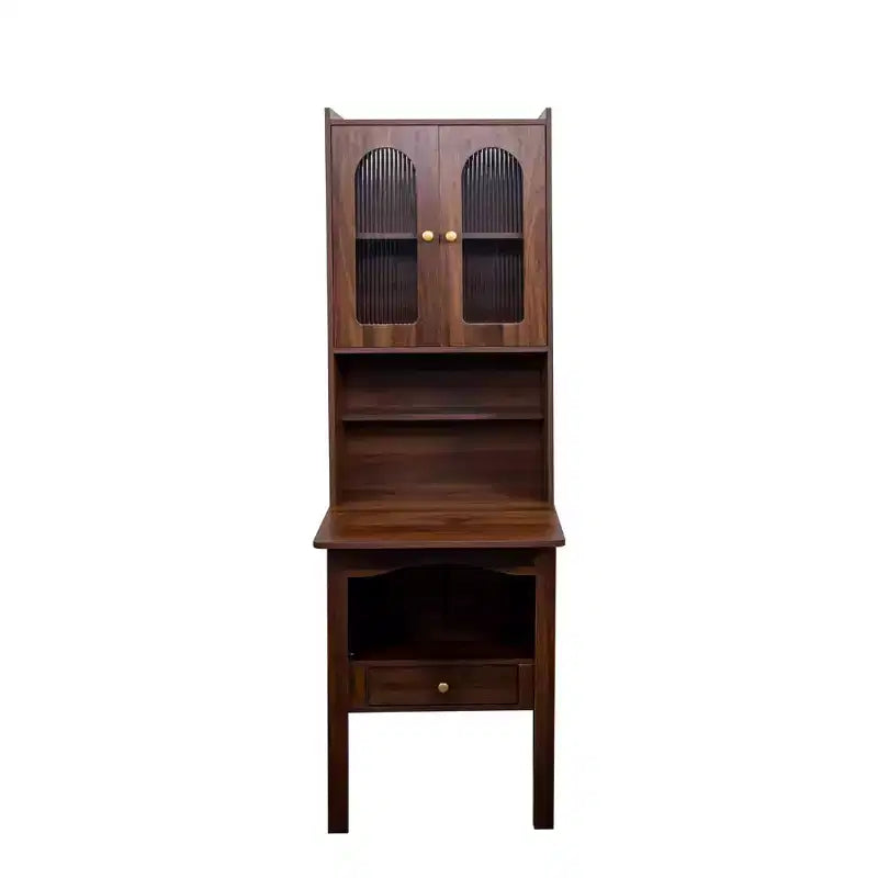 JVNOXK Bureau convertible pliable de 23 pouces avec étagère et tiroir de rangement, poste de travail multifonctionnel pour bureau à domicile, finition noyer