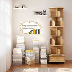 VIYET 68 Étagère rotative à 360° à 6 niveaux, tour en MDF couleur bois avec roulettes et tiroir (rangement peu encombrant pour la maison/le bureau)