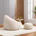 Canapé Poire en Mousse Haute Pression Fauteuil Poire Adulte avec Rembourrage en Mousse Compressée et Repose-Pieds