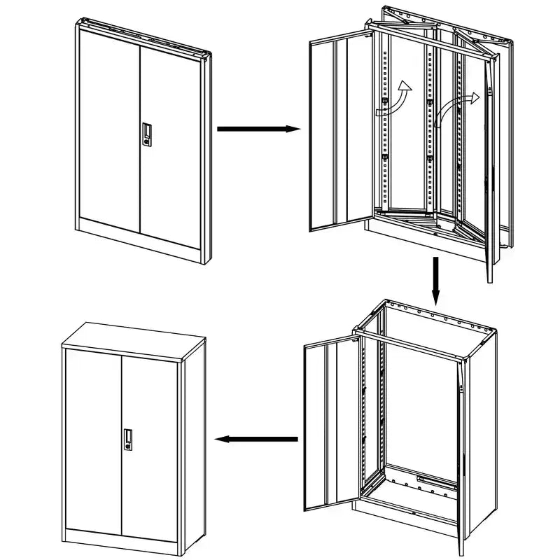 MAYEERTY Armoire de rangement pliable en métal noir avec serrure, étagère réglable pour la maison, le bureau, l'école, le garage