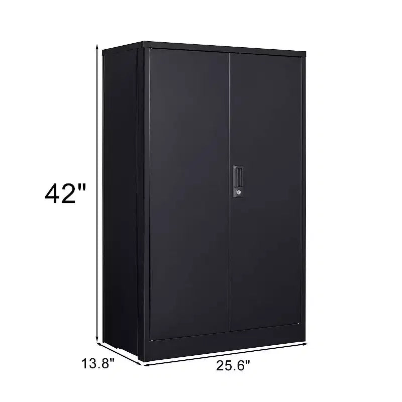 MAYEERTY Armoire de rangement pliable en métal noir avec serrure, étagère réglable pour la maison, le bureau, l'école, le garage