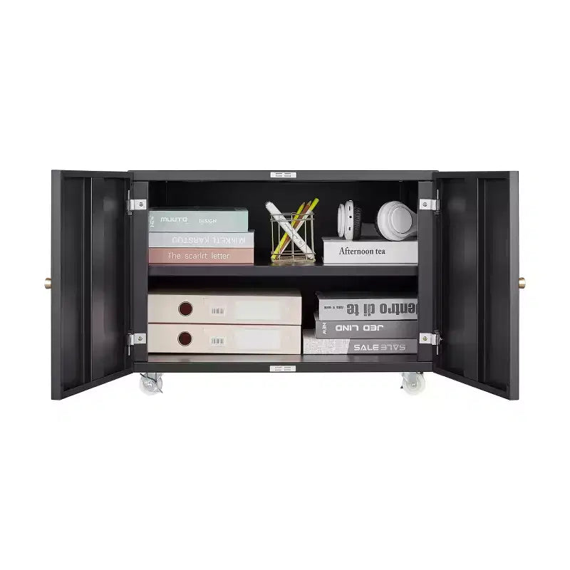 MAYEERTY Meuble de rangement mobile blanc en métal pour imprimante, avec étagère réglable et roulettes