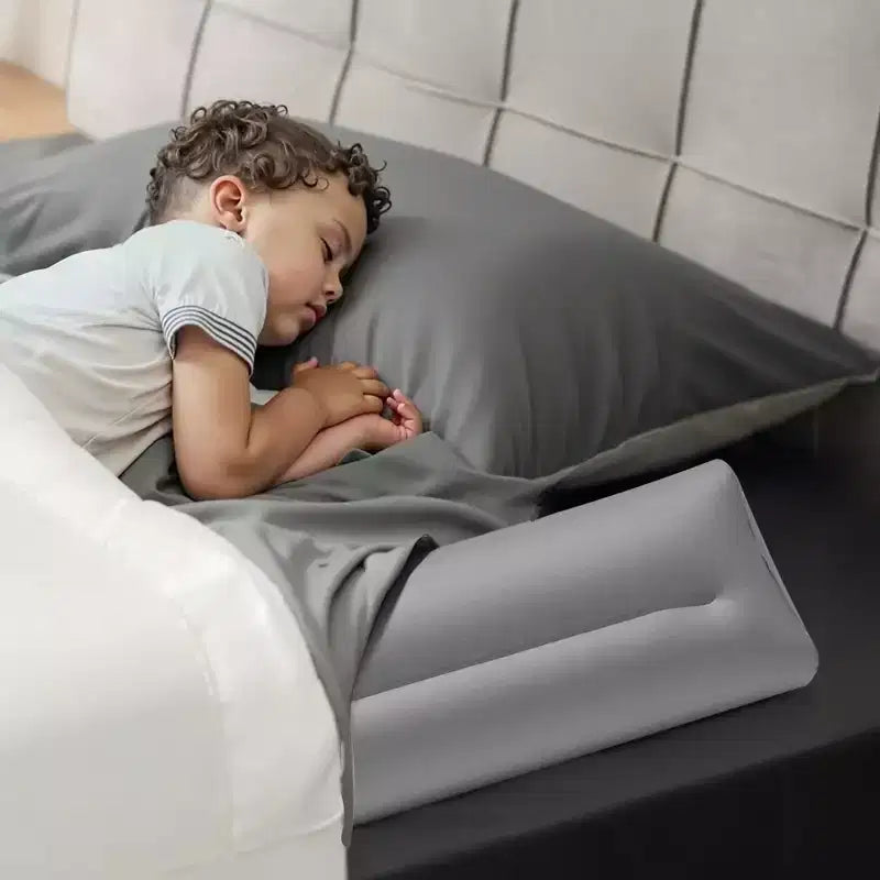 VEVOR Barrière de lit gonflable pour enfants, 120 cm, avec pompe manuelle, butoir de lit antidérapant floqué (lot de 2), gris
