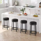 COZONY Lot de 4 tabourets de bar pivotants de 61 cm, tabourets modernes sans dossier en cuir PU avec repose-pieds et structure en métal pour îlot de cuisine