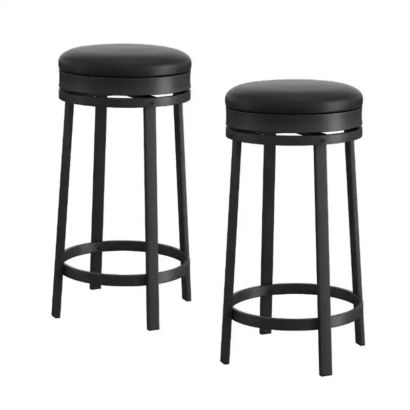 COZONY Lot de 4 tabourets de bar pivotants de 61 cm, tabourets modernes sans dossier en cuir PU avec repose-pieds et structure en métal pour îlot de cuisine
