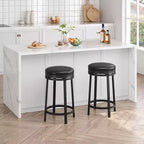COZONY Lot de 4 tabourets de bar pivotants de 61 cm, tabourets modernes sans dossier en cuir PU avec repose-pieds et structure en métal pour îlot de cuisine