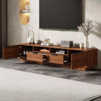 Meuble TV 78 pour téléviseurs jusqu'à 85 pouces, meuble de divertissement moderne avec tiroir profond et porte à fermeture douce, console multimédia en bois avec gestion des câbles