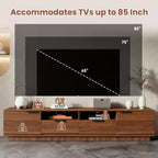 Meuble TV 78 pour téléviseurs jusqu'à 85 pouces, meuble de divertissement moderne avec tiroir profond et porte à fermeture douce, console multimédia en bois avec gestion des câbles