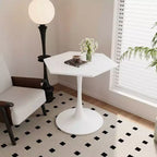 MAYEERTY Table Basse Hexagonale Moderne de 80 cm avec Plateau en Marbre Imprimé Blanc et Base en Métal pour Salle à Manger Salon Blanc