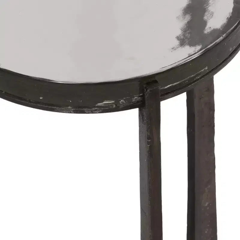 Table d'appoint rustique, bout de canapé ou petite table de chevet pour la décoration intérieure - Table de chevet ronde en métal avec plateau en verre pour petits espaces - 22 Bronze et Cuivre