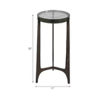 Table d'appoint rustique, bout de canapé ou petite table de chevet pour la décoration intérieure - Table de chevet ronde en métal avec plateau en verre pour petits espaces - 22 Bronze et Cuivre