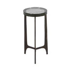 Table d'appoint rustique, bout de canapé ou petite table de chevet pour la décoration intérieure - Table de chevet ronde en métal avec plateau en verre pour petits espaces - 22 Bronze et Cuivre