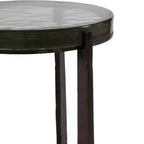 Table d'appoint rustique, bout de canapé ou petite table de chevet pour la décoration intérieure - Table de chevet ronde en métal avec plateau en verre pour petits espaces - 22 Bronze et Cuivre