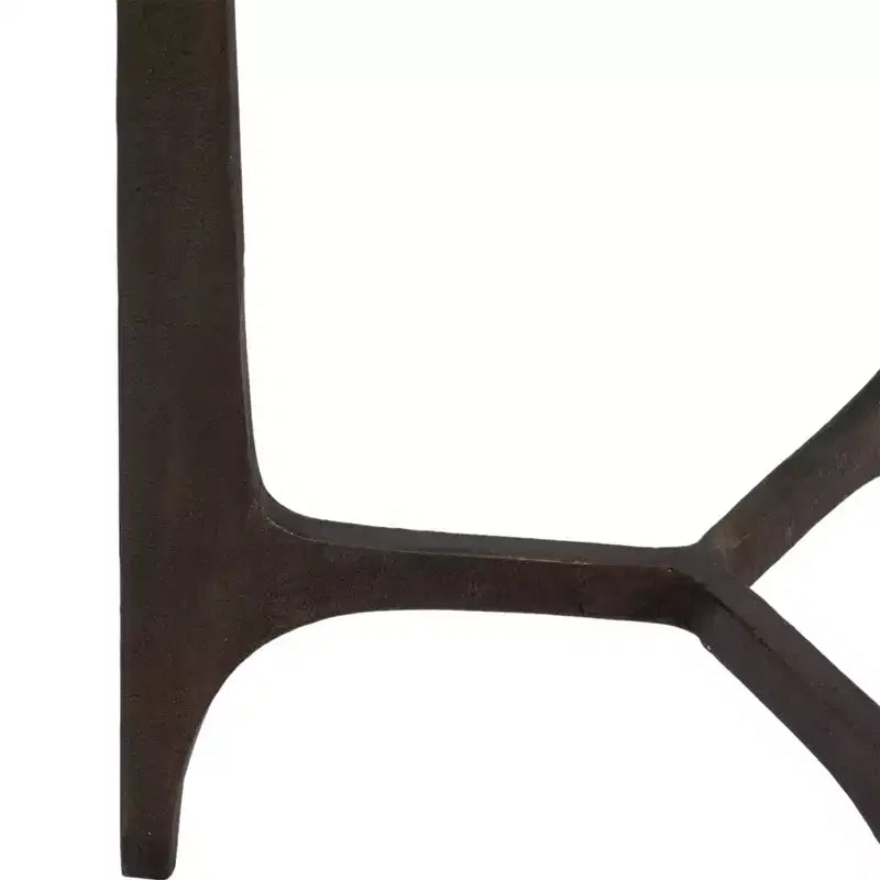 Table d'appoint rustique, bout de canapé ou petite table de chevet pour la décoration intérieure - Table de chevet ronde en métal avec plateau en verre pour petits espaces - 22 Bronze et Cuivre