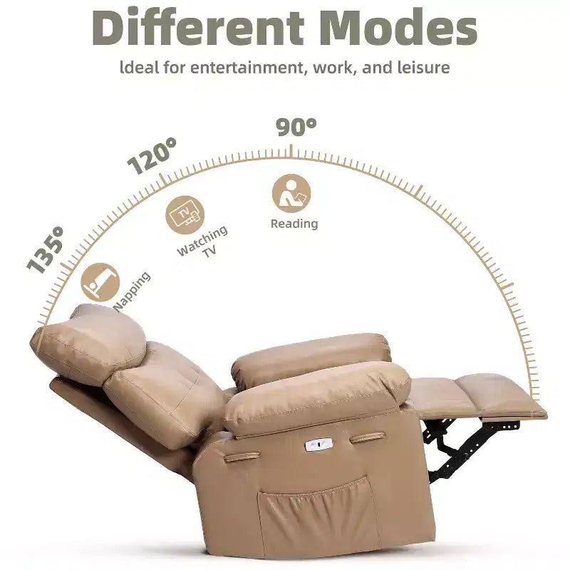 Fauteuil inclinable Acekool surdimensionné pour adultes, fauteuil inclinable manuel en cuir PU extra large, coussin en éponge 1,5 fois plus épais, fauteuil paresseux confortable