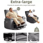 Fauteuil inclinable Acekool surdimensionné pour adultes, fauteuil inclinable manuel en cuir PU extra large, coussin en éponge 1,5 fois plus épais, fauteuil paresseux confortable