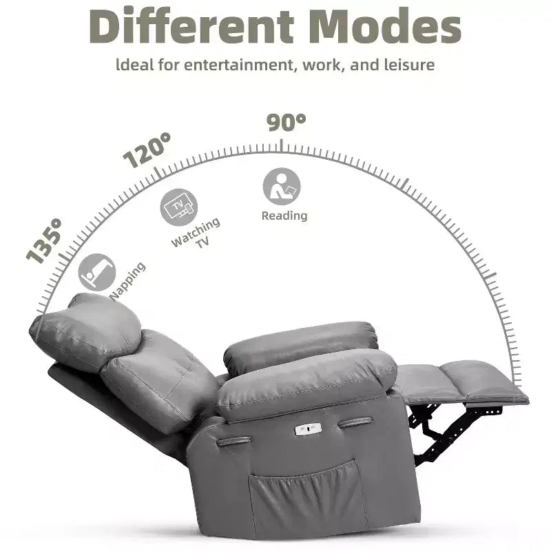Fauteuil inclinable Acekool surdimensionné pour adultes, fauteuil inclinable manuel en cuir PU extra large, coussin en éponge 1,5 fois plus épais, fauteuil paresseux confortable