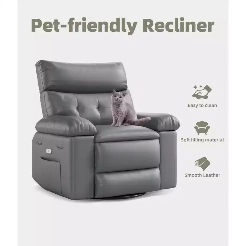 Fauteuil inclinable Acekool surdimensionné pour adultes, fauteuil inclinable manuel en cuir PU extra large, coussin en éponge 1,5 fois plus épais, fauteuil paresseux confortable