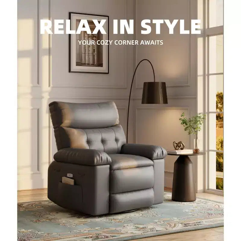 Fauteuil inclinable Acekool surdimensionné pour adultes, fauteuil inclinable manuel en cuir PU extra large, coussin en éponge 1,5 fois plus épais, fauteuil paresseux confortable