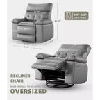 Fauteuil inclinable Acekool surdimensionné pour adultes, fauteuil inclinable manuel en cuir PU extra large, coussin en éponge 1,5 fois plus épais, fauteuil paresseux confortable