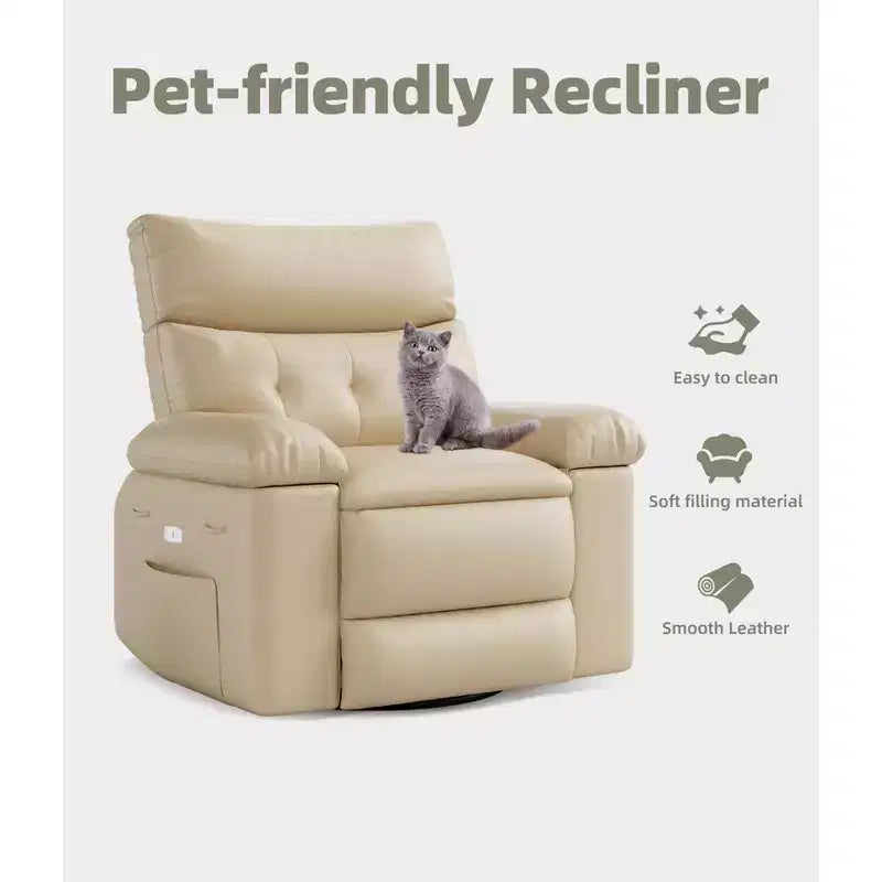 Fauteuil inclinable Acekool surdimensionné pour adultes, fauteuil inclinable manuel en cuir PU extra large, coussin en éponge 1,5 fois plus épais, fauteuil paresseux confortable