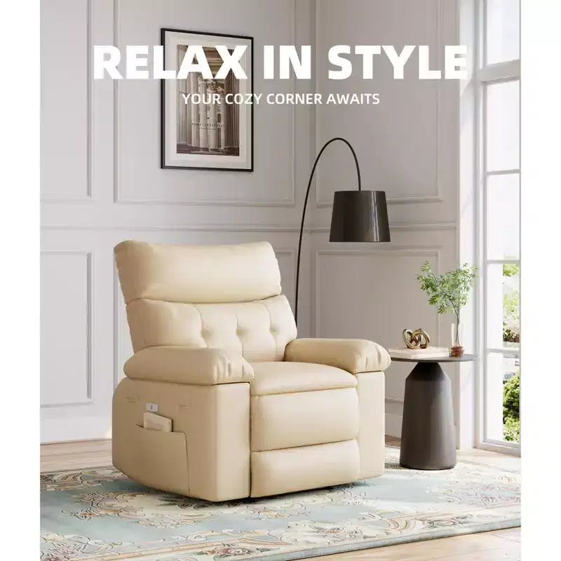 Fauteuil inclinable Acekool surdimensionné pour adultes, fauteuil inclinable manuel en cuir PU extra large, coussin en éponge 1,5 fois plus épais, fauteuil paresseux confortable