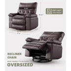 Fauteuil inclinable Acekool surdimensionné pour adultes, fauteuil inclinable manuel en cuir PU extra large, coussin en éponge 1,5 fois plus épais, fauteuil paresseux confortable