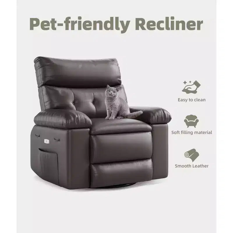 Fauteuil inclinable Acekool surdimensionné pour adultes, fauteuil inclinable manuel en cuir PU extra large, coussin en éponge 1,5 fois plus épais, fauteuil paresseux confortable