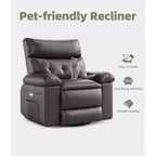 Fauteuil inclinable Acekool surdimensionné pour adultes, fauteuil inclinable manuel en cuir PU extra large, coussin en éponge 1,5 fois plus épais, fauteuil paresseux confortable