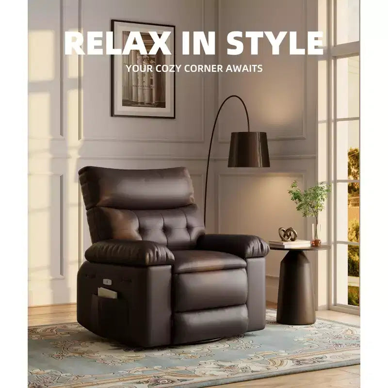 Fauteuil inclinable Acekool surdimensionné pour adultes, fauteuil inclinable manuel en cuir PU extra large, coussin en éponge 1,5 fois plus épais, fauteuil paresseux confortable