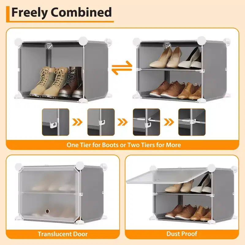 Meuble de rangement pour chaussures, Étagère à chaussures 6 niveaux, Gain de place pour entrée, chambre et salon
