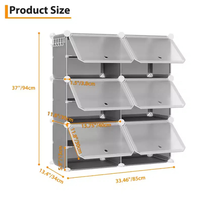 Meuble de rangement pour chaussures, Étagère à chaussures 6 niveaux, Gain de place pour entrée, chambre et salon