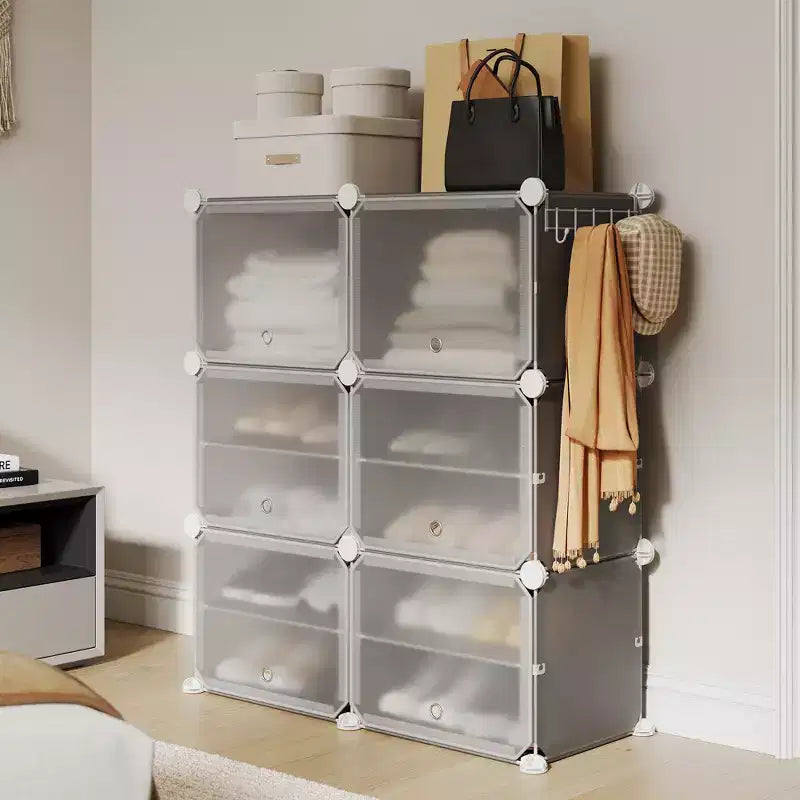 Meuble de rangement pour chaussures, Étagère à chaussures 6 niveaux, Gain de place pour entrée, chambre et salon