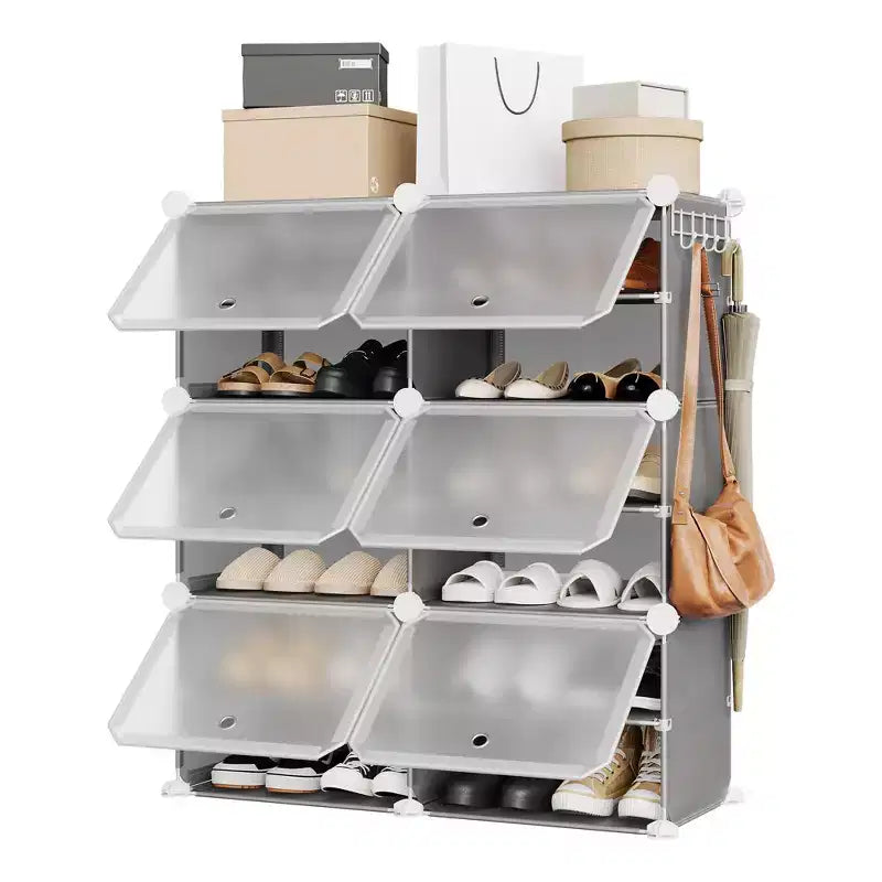 Meuble de rangement pour chaussures, Étagère à chaussures 6 niveaux, Gain de place pour entrée, chambre et salon