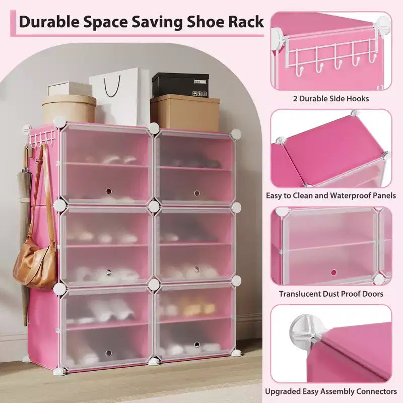 Meuble de rangement pour chaussures, Étagère à chaussures 6 niveaux, Gain de place pour entrée, chambre et salon