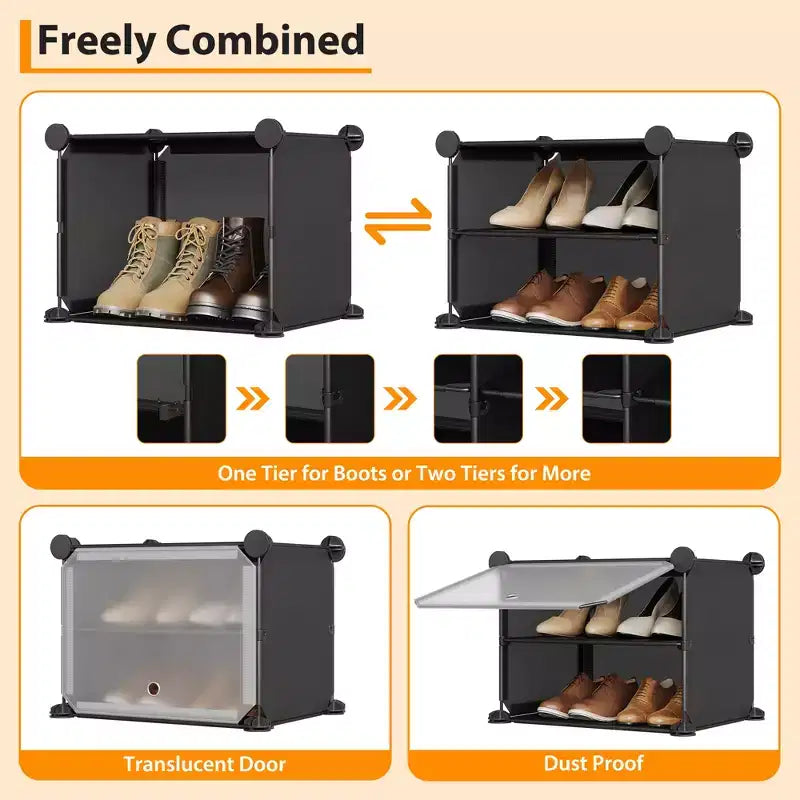 Meuble de rangement pour chaussures, Étagère à chaussures 6 niveaux, Gain de place pour entrée, chambre et salon