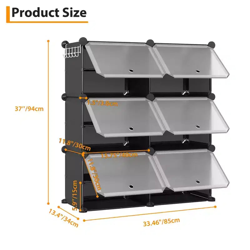Meuble de rangement pour chaussures, Étagère à chaussures 6 niveaux, Gain de place pour entrée, chambre et salon