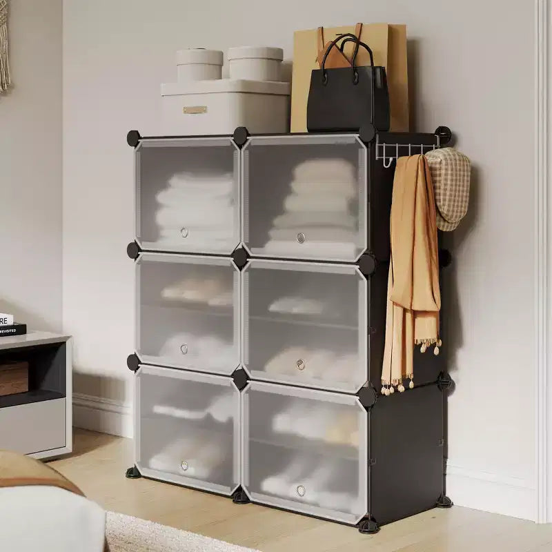 Meuble de rangement pour chaussures, Étagère à chaussures 6 niveaux, Gain de place pour entrée, chambre et salon