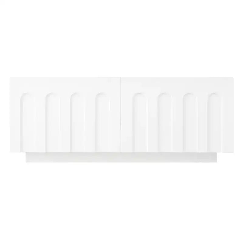 Meuble TV et table basse élégants 2 pièces MAYEERTY, console multimédia arquée blanche pour téléviseurs de 80 pouces