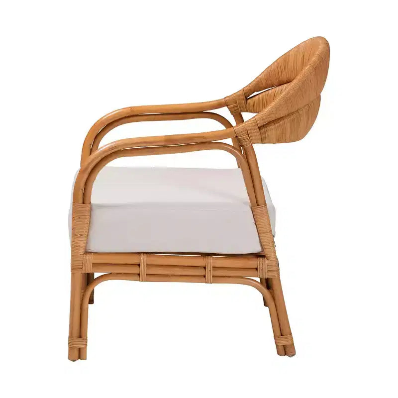 Fauteuil GDFStudio Bohémien en rotin tressé de 26 po avec tissu d'ameublement