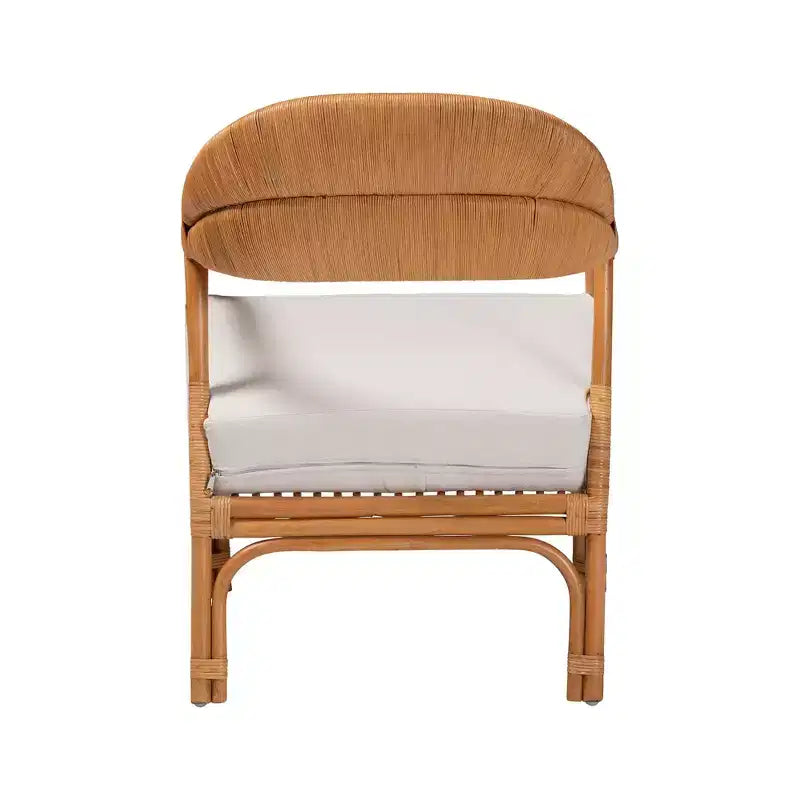 Fauteuil GDFStudio Bohémien en rotin tressé de 26 po avec tissu d'ameublement