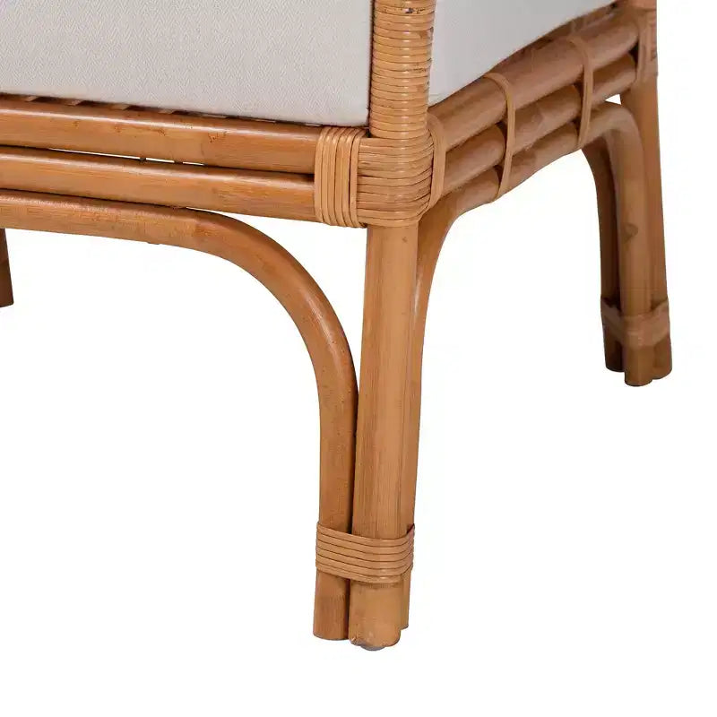 Fauteuil GDFStudio Bohémien en rotin tressé de 26 po avec tissu d'ameublement