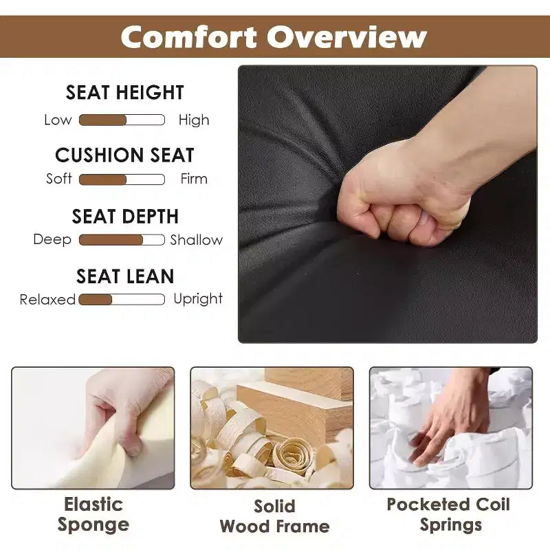 Canapé en Faux Cuir TYBOATLE, Petit Canapé de Bureau Moderne du Milieu du Siècle, Mini Causeuse Rembourrée Confortable pour Petits Espaces, Chambre, Salon, Appartement