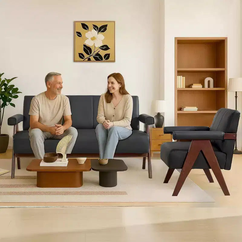 Canapé en Faux Cuir TYBOATLE, Petit Canapé de Bureau Moderne du Milieu du Siècle, Mini Causeuse Rembourrée Confortable pour Petits Espaces, Chambre, Salon, Appartement