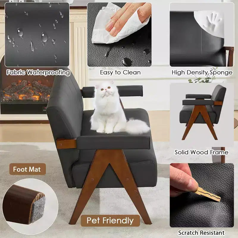 Canapé en Faux Cuir TYBOATLE, Petit Canapé de Bureau Moderne du Milieu du Siècle, Mini Causeuse Rembourrée Confortable pour Petits Espaces, Chambre, Salon, Appartement