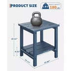 Table d'appoint d'extérieur à 2 niveaux, 45,7 cm, en PEHD, toutes saisons, pour terrasse, table d'appoint pour patio, piscine, intérieur, jardin, blanc - 2 pièces