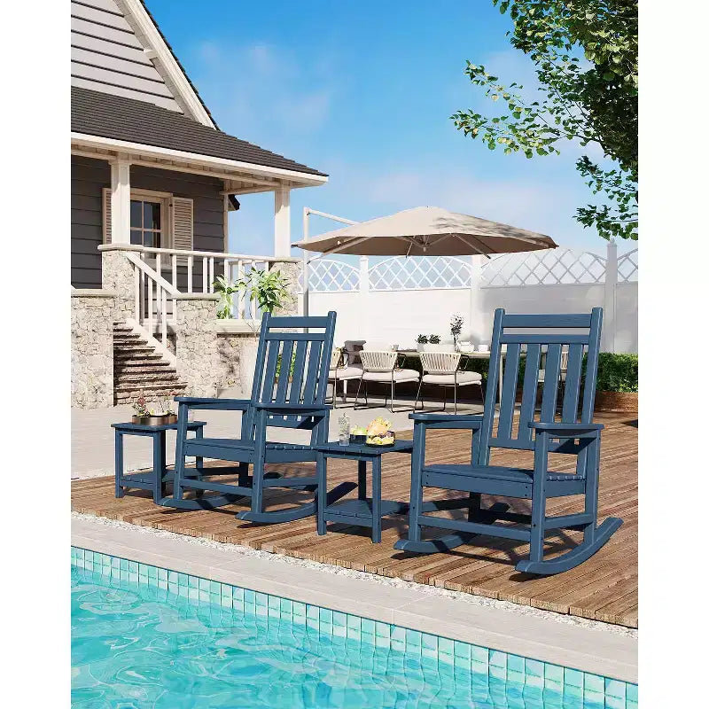 Table d'appoint d'extérieur à 2 niveaux, 45,7 cm, en PEHD, toutes saisons, pour terrasse, table d'appoint pour patio, piscine, intérieur, jardin, blanc - 2 pièces