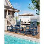 Table d'appoint d'extérieur à 2 niveaux, 45,7 cm, en PEHD, toutes saisons, pour terrasse, table d'appoint pour patio, piscine, intérieur, jardin, blanc - 2 pièces