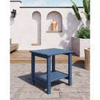 Table d'appoint d'extérieur à 2 niveaux, 45,7 cm, en PEHD, toutes saisons, pour terrasse, table d'appoint pour patio, piscine, intérieur, jardin, blanc - 2 pièces