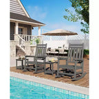 Table d'appoint d'extérieur à 2 niveaux, 45,7 cm, en PEHD, toutes saisons, pour terrasse, table d'appoint pour patio, piscine, intérieur, jardin, blanc - 2 pièces